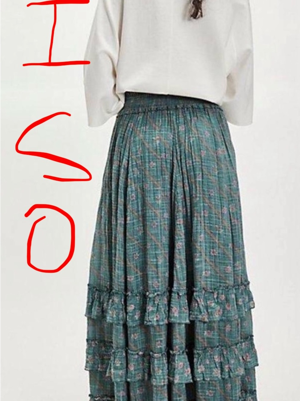 Free People Teal Floral Tiered Maxi Skirt